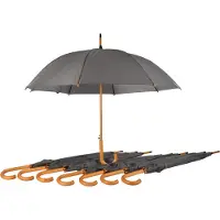 Discountershop Paraplu 8 stuks - Set van 8 Grijze Opvouwbare Paraplu's met Houten Handvat - Voor Heren en Dames| 98cm Diameter | Windproof & Automatisch