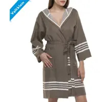 Lalay Hamam badjas Sun khaki van Lalay - korte badjas met capuchon (maat S t/m XXL) (10+ kleuren)