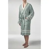 Lalay Gevoerde hamam badjas Krem Sultan almond green van Lalay
