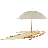Discountershop Paraplu 8 stuks - Opvouwbare Paraplu met Houten Handvat - Set van 8 - White Vanille - Kamperen & Outdoor | Automatisch & Windproof | 98cm Diameter