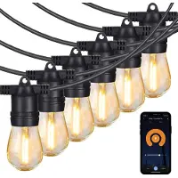 Gologi lichtsnoer buiten en binnen - Lichtslinger 15M - Tuinverlichting LED - Warme sfeerverlichting 2700K - Waterdicht - Smart verlichting met App - Koppelbaar tot 30M