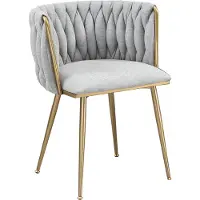 Merax Bouclé Eetkamerstoelen - Set van 2 Moderne Eetkamerstoel - Luxe Boucle Gestoffeerde Stoelen - Grijs met Goud