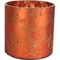 Baroque - Waxinelichtjeshouder - Waxinelichthouder Bloemenprint 15 cm - Rood - Glas - 15x15x15 - Glass