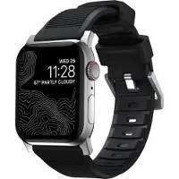 Nomad Rugged band FKM voor de Apple Watch | 44/45/46/49 mm - Zilver / Zwart