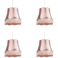 QAZQA Set van 4 retro hanglampen roze 45 cm - Granny