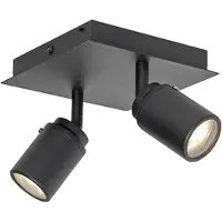 QAZQA Moderne badkamerspot zwart vierkant 2-lichts IP44 - Ducha
