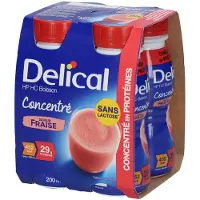 Delical Hp-Hc Geconcentreerde Aardbei 4x200 ml Drinkbare oplossing