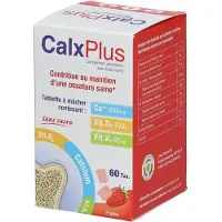 CalxPlus Aardbei | Calcium | Botten | Calcium – Vitamine D en Vitamine K 60 St Kauwtabletten
