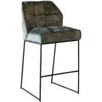 Bronx Velvet barkruk Janna groen 82 cm