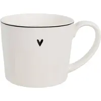 Clayre & Eef Mok 275 ml Wit Keramiek Hart Drinkbeker Wit Drinkbeker
