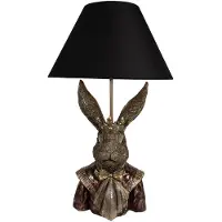 Clayre & Eef Tafel lamp, konijn, diameter 37x61 cm, goudkleurig, zwart, polyresin