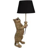 Clayre & Eef Tafel lamp Kat 31x24x62 cm Goudkleurig Zwart Polyresin