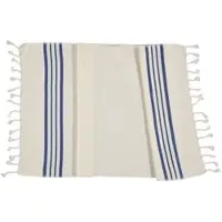 Lalay Kleine hamamdoek Krem Sultan natural royal blue van Lalay