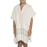Lalay Kinder strandponcho natural light blue van Lalay - maat 2-3 jaar t/m 10-11 jaar