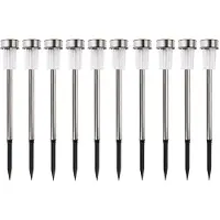 Arti Casa Solar Tuinverlichting - Tuinfakkels 10 Stuks - Prikspot op Zonne Energie - Tuinlantaarns met Wit en Gekleurd Licht - IP44 Waterbestendig - Ø4,8 x 36,5 cm - Roestvrij Staal