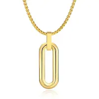 Mendes Herenketting met 3D Ovale Geometrische Hanger - Goudkleurig