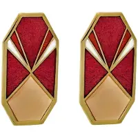 Behave - Dames oorbellen stekers rood vintage stijl geometrisch - 3 cm