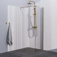 Brauer season inloopdouche model c helder glas 60x200 incl. Glascoating goud geborsteld