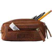 LeonDesign - Etui 01 - Multifunctionele etui voor make-up of pennen - Bruin - Leer