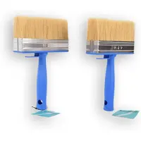 Merkloos 2x Blokkwast Plastic Muurverfkwast Kwast Blauw 23cm x 14cm x 4cm Geschikt voor Watergedragen en