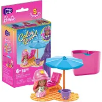 Mattel Color Reveal Beach Mega Bloks - Bouwstenen set met pop