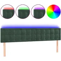 vidaXL Hoofdbord LED 180x5x78/88 cm fluweel donkergroen