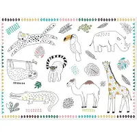 Folat inkleurbare placemats wilde dieren 6st.