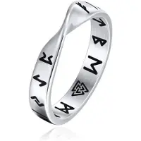 Mendes Nordic Heren Ring- Rune Script Silver-18mm