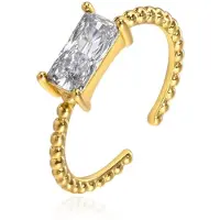 Cilla Jewels Vergulde Ring met Langwerpige Transparante Zirkonia