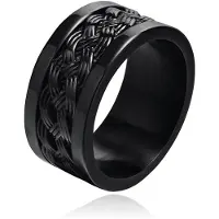 Mendes Zwarte mannen Ring Verweven Band - Jewelry-19mm
