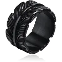 Mendes Jewelry Ring voor Mannen - Veer Zwart-21mm