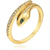 Cilla Jewels Damesring met Slangmotief en Groene Zirkonia Ogen