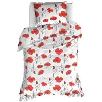 MOODIT Dekbedovertrek Odil Papaver Poppy Red-140 x 200 / 220 cm | 1-Persoons
