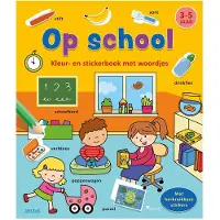 Deltas Kleur-en stickerboek met woordjes - Op school (3-5 j.)