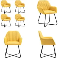 vidaXL Eetkamerstoelen 4 st stof geel