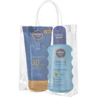 Nivea Zonbescherming: UV Dry Protect SPF 30 175ml en After Sun 200ml in een (geschenk)tasje
