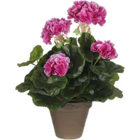 Mica Decorations Kunstplant - geranium - paars - in pot - 34 cm - nepplanten - kunstbloemen