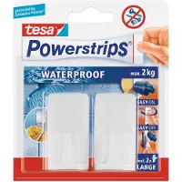 TESA powerstrips ophanghaken - 2x - wit - kunststof - waterproof - zelfklevend