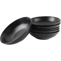 OTIX Bord 6 stuks Diep Soepborden Zwart Mat diameter 20,5cm Aardewerk IVY