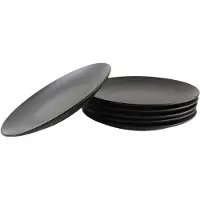 OTIX Bordenset - Dinerbord - Borden - Plat - Set van 6 - Mat zwart - Diameter 27cm - Aardewerk - IVY - Servies