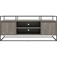 Notio Living Camley|TV-meubel in glas en basis in MDF grijs eiken