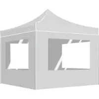 vidaXL Partytent inklapbaar met wanden 2x2 m aluminium wit
