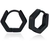 LGT JWLS Heren Oorbellen - Hexagon Zwart