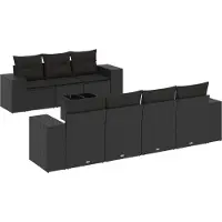 vidaXL 8-delige Loungeset met kussens poly rattan zwart