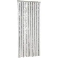 vidaXL Vliegengordijn 56x185 cm chenille lichtgrijs en wit