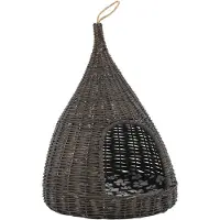 vidaXL Kattenhuis met kussen tipi 40x60 cm natuurlijk wilgen grijs