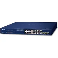 Planet FGSW-1816HPS: Managed web-smart Ethernet switch met 16 poorten 10/100TX, 802.3at High Power PoE, 2 Gigabit TP/SFP poorten, 220W