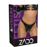 Zado - Leren String met 2 Dildo's