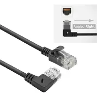 ACT Slimline Netwerkkabel U/UTP CAT6A LSZH RJ45 Haaks omhoog naar recht 0,5 m Zwart