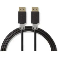 Nedis DisplayPort-kabel | DisplayPort-stekker | DisplayPort Stekker | 8K@60Hz | verguld | 2,00 m | rond | PVC | antraciet / grijs | verpakking met kijkvenster